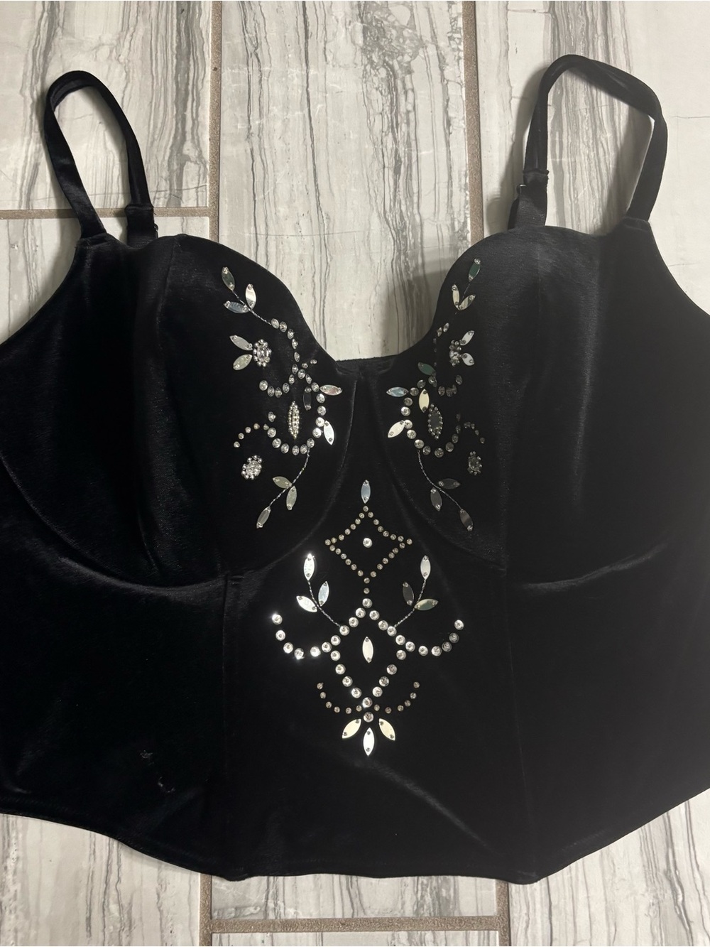 Cacique Black Lingerie Top with Satin Tag Detail
